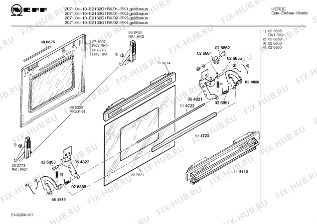 Схема №2 E2132G2GB 2071.04-10 с изображением Планка для плиты (духовки) Bosch 00282319