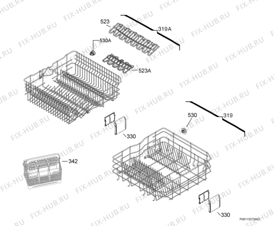 Взрыв-схема посудомоечной машины Rex Electrolux TT802 - Схема узла Basket 160