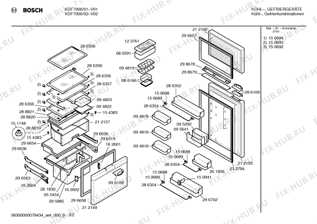 Схема №2 KDF7000 с изображением Модуль управления для холодильника Bosch 00261857