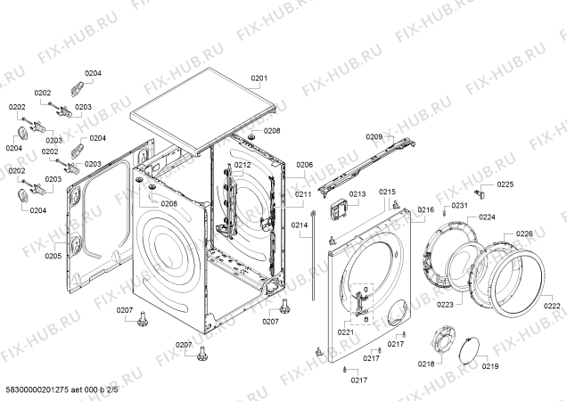Схема №1 WAT28461IN с изображением Бак для стиральной машины Bosch 00715045