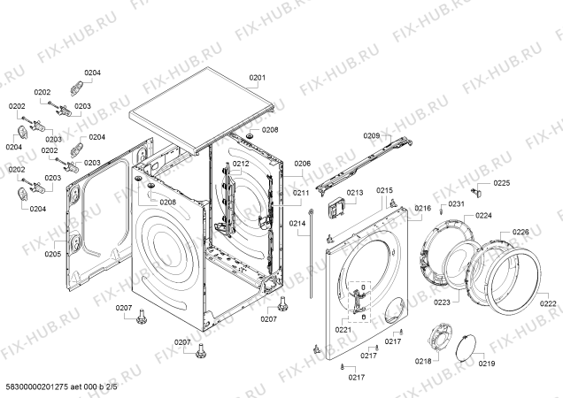 Взрыв-схема стиральной машины Bosch WAT28468IN - Схема узла 02