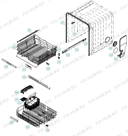 Взрыв-схема посудомоечной машины Pelgrim GVW693ONY-P01 XL NL   -Black FI Soft (341760, DW70.3) - Схема узла 02