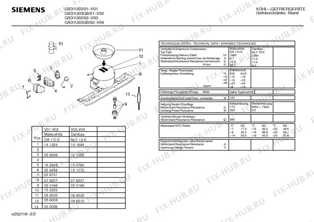 Взрыв-схема холодильника Siemens GS31U03 - Схема узла 02