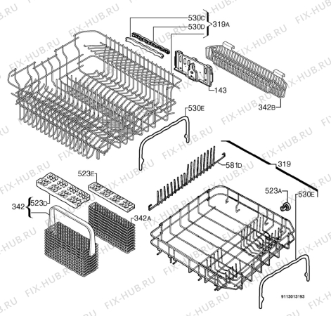 Взрыв-схема посудомоечной машины Electrolux ESF6135 - Схема узла Basket 160