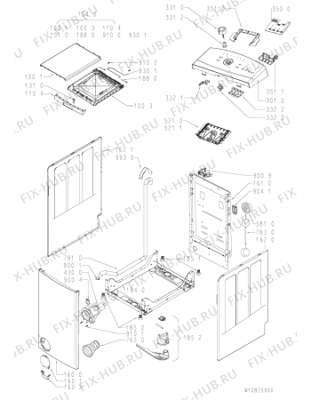 Схема №1 AWE6010 с изображением Обшивка для стиралки Whirlpool 481010809885