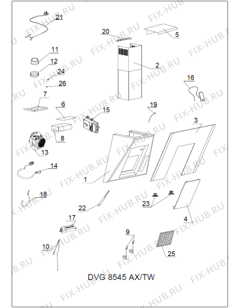 Схема №1 DVG8545AX-TW (281297, HO750) с изображением Кабель для вытяжки Gorenje 407869