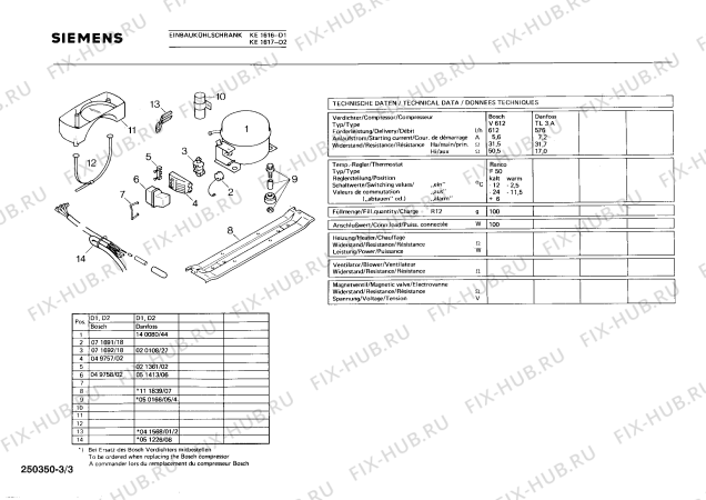 Взрыв-схема холодильника Siemens KE1616 - Схема узла 03