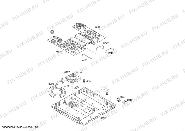 Взрыв-схема плиты (духовки) Bosch PIE775T91E induccion bosch 4i internet 70 m.top - Схема узла 02