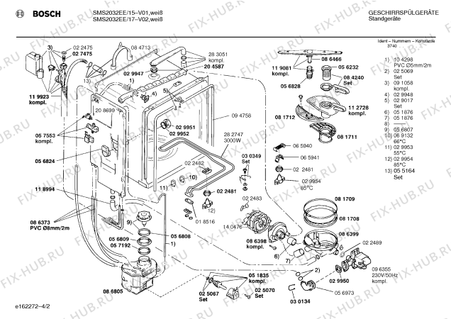Схема №2 SMS2032EE с изображением Панель для посудомойки Bosch 00278160
