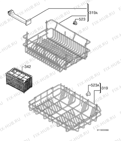 Взрыв-схема посудомоечной машины Tricity Bendix DH090 - Схема узла Basket 160
