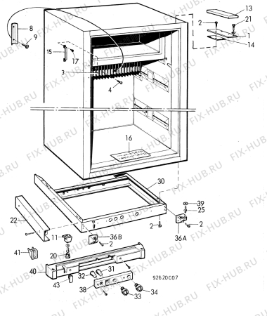 Взрыв-схема холодильника Electrolux RA662 - Схема узла C20 Cabinet  B