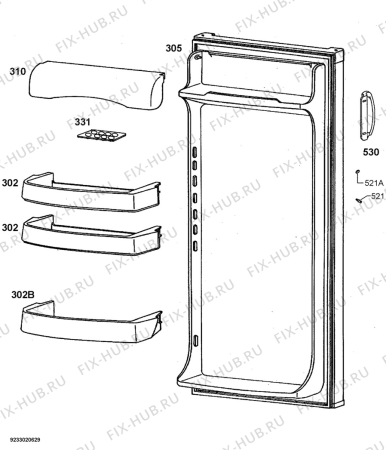 Взрыв-схема холодильника Zanker ZKC2507 - Схема узла Door 003