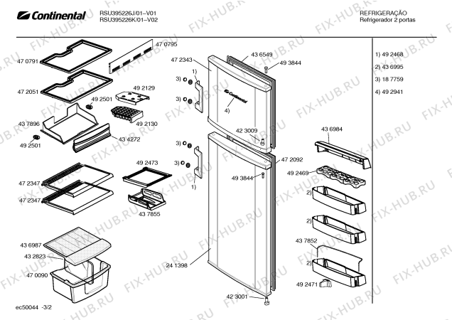 Взрыв-схема холодильника Continental RSU395226J CONTINENTAL - Схема узла 02