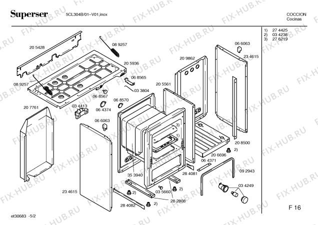 Схема №2 5CL304B с изображением Панель для духового шкафа Bosch 00215503