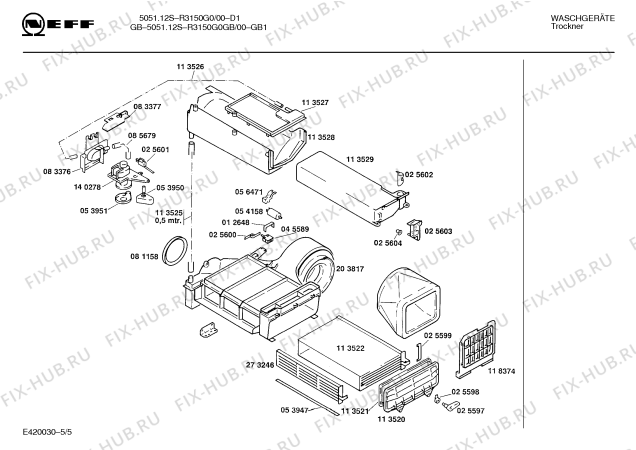 Взрыв-схема сушильной машины Neff R3150G0 5051.12.S - Схема узла 05