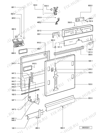 Схема №1 300 989 29 DWF A00 S с изображением Рукоятка для посудомоечной машины Whirlpool 481246058398