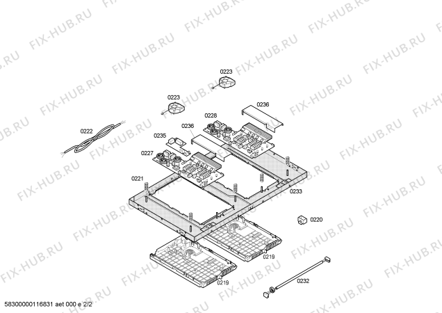 Взрыв-схема плиты (духовки) Neff T4383N0 induccion neff tc 80 inox.4i+cp - Схема узла 02