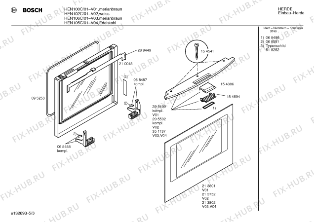 Взрыв-схема плиты (духовки) Bosch HEN102C - Схема узла 03