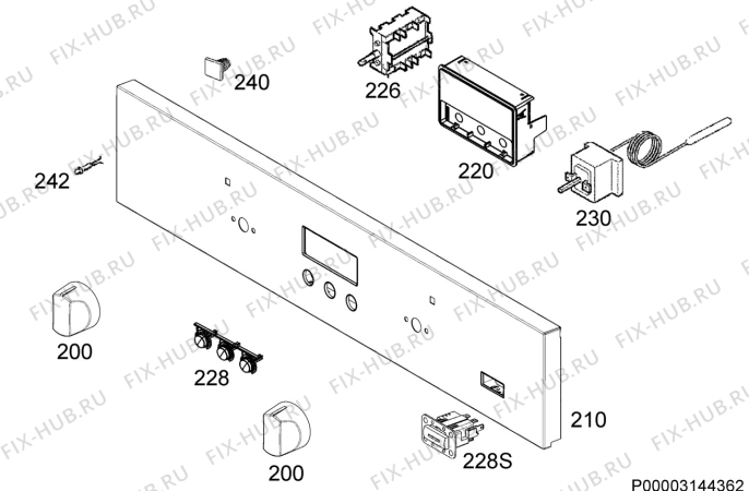 Взрыв-схема плиты (духовки) Zanussi ZOB65301XK - Схема узла Command panel 037