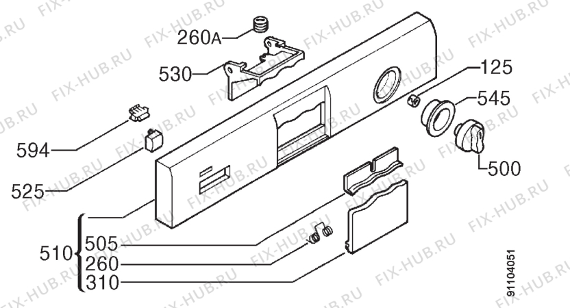 Взрыв-схема посудомоечной машины Zanussi DW6814 - Схема узла Command panel 037