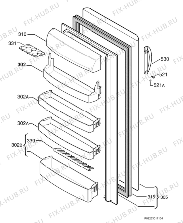 Взрыв-схема холодильника Zanussi ZRC24S8 - Схема узла Door 003