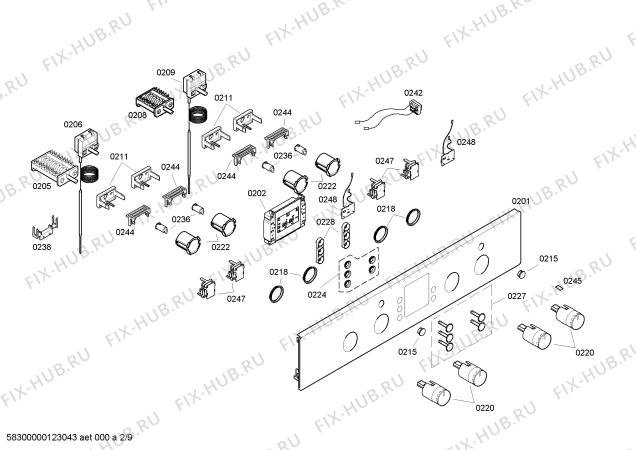 Взрыв-схема плиты (духовки) Bosch HBN43M551A - Схема узла 03