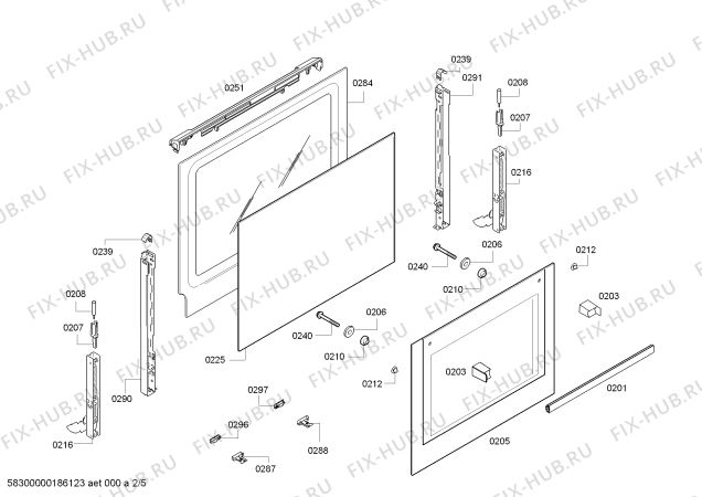 Взрыв-схема плиты (духовки) Bosch HBG23B360R H.BO.NP.L2D.IN.GLASS.B3a.N.E0_C/// - Схема узла 02