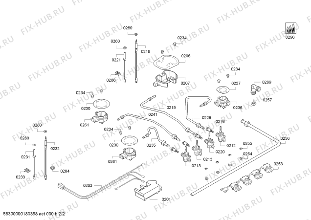 Взрыв-схема плиты (духовки) Bosch PPH612B21E Placa independiente de gas - Схема узла 02