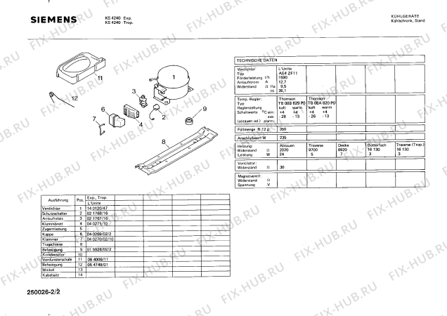 Взрыв-схема холодильника Siemens KS4240 - Схема узла 02