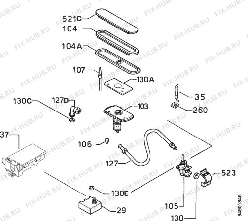 Взрыв-схема плиты (духовки) Zanussi PXF1PV - Схема узла Functional parts 267