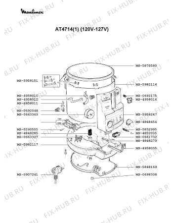 Взрыв-схема тостера (фритюрницы) Moulinex AT4714(1) - Схема узла 4P002106.4P2