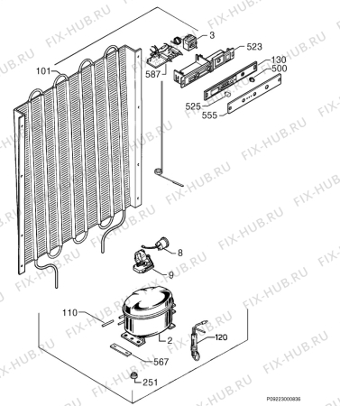 Взрыв-схема холодильника Aeg AG67250I - Схема узла Cooling system 017