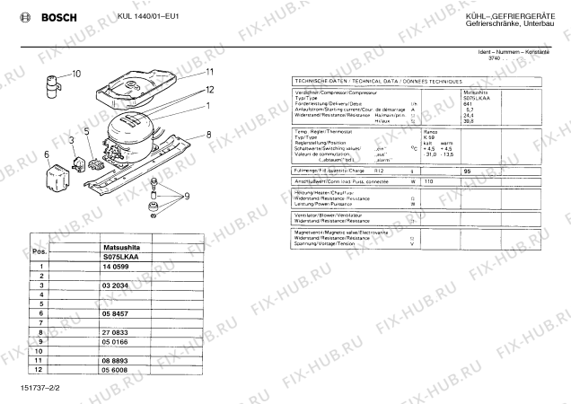 Взрыв-схема холодильника Bosch KUL1440 - Схема узла 02