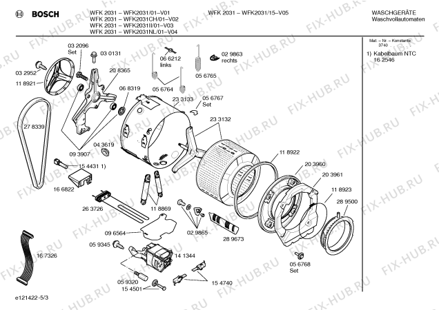 Взрыв-схема стиральной машины Bosch WFK2031CH WFK2031 - Схема узла 03