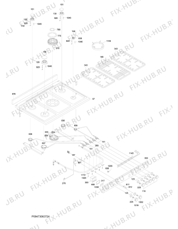 Взрыв-схема плиты (духовки) Electrolux EKP90452X - Схема узла Section 1