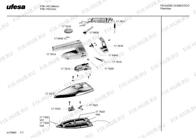 Схема №1 P36 с изображением Терморегулятор для утюга (парогенератора) Bosch 00177370