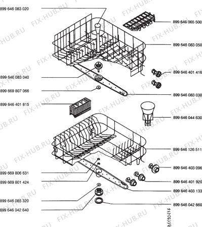Взрыв-схема посудомоечной машины Zoppas PB73W - Схема узла Section 3