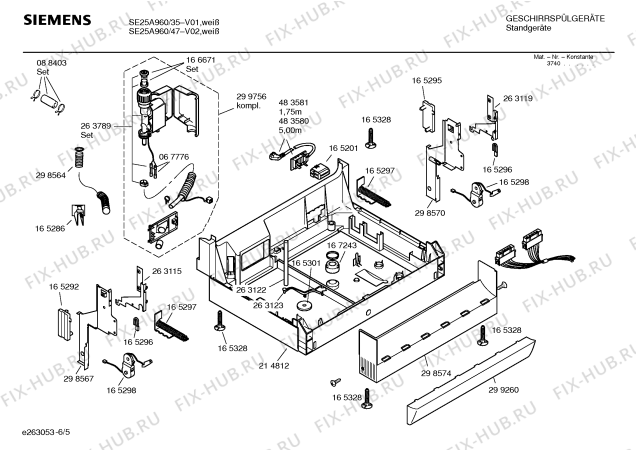 Схема №1 SE25A960 с изображением Краткая инструкция для посудомойки Siemens 00581871