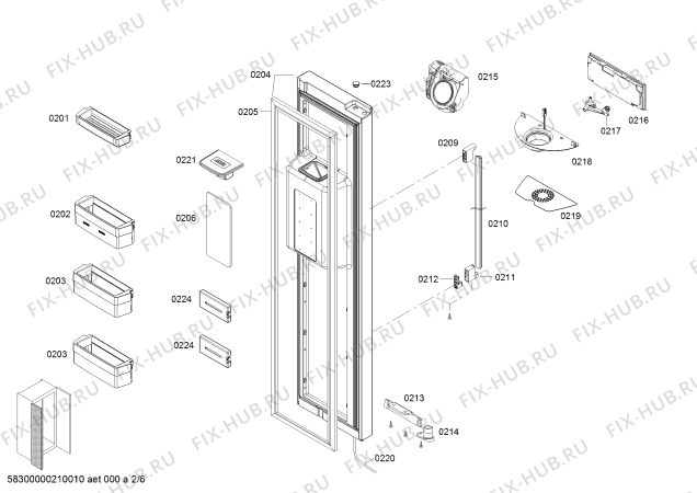 Схема №2 KAD92AI20A с изображением Дверь для холодильника Bosch 00715357