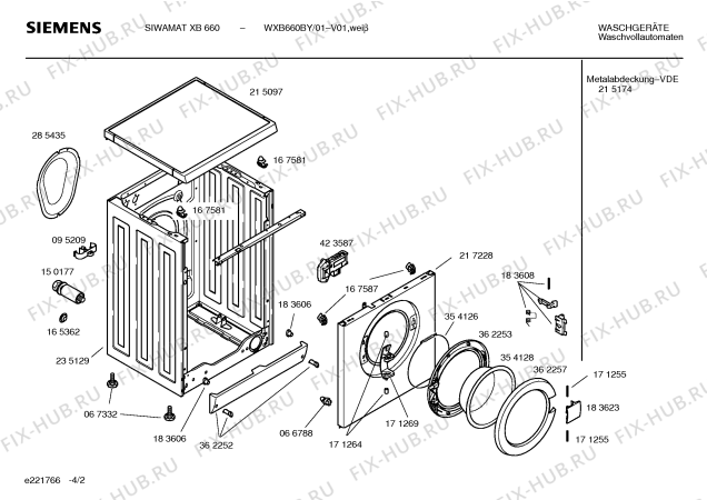 Взрыв-схема стиральной машины Siemens WXB660BY SIWAMAT XB660 - Схема узла 02