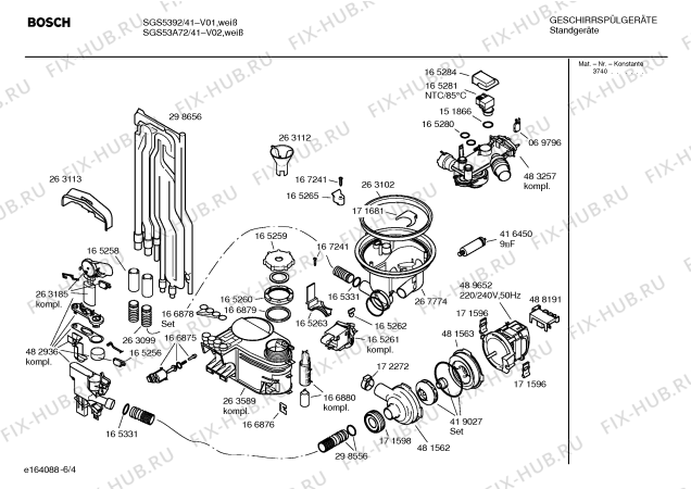 Взрыв-схема посудомоечной машины Bosch SGS53A72 - Схема узла 04