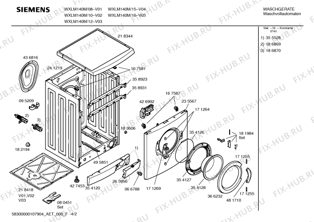 Схема №1 WXLM140M Extraklasse 140 M с изображением Инструкция по эксплуатации для стиралки Siemens 00595518