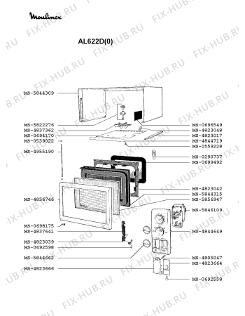 Взрыв-схема микроволновой печи Moulinex AL622D(0) - Схема узла 5P002347.7P2