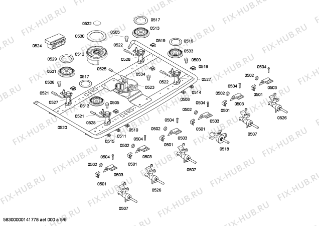 Взрыв-схема плиты (духовки) Bosch HEK14X30ED STYLE II INOX EMB - Схема узла 05