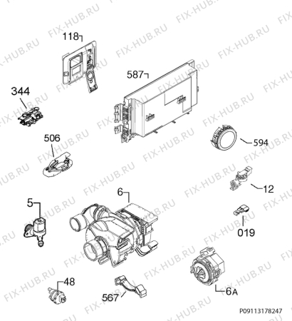 Взрыв-схема посудомоечной машины Electrolux EW24ID80QS3A - Схема узла Electrical equipment 268