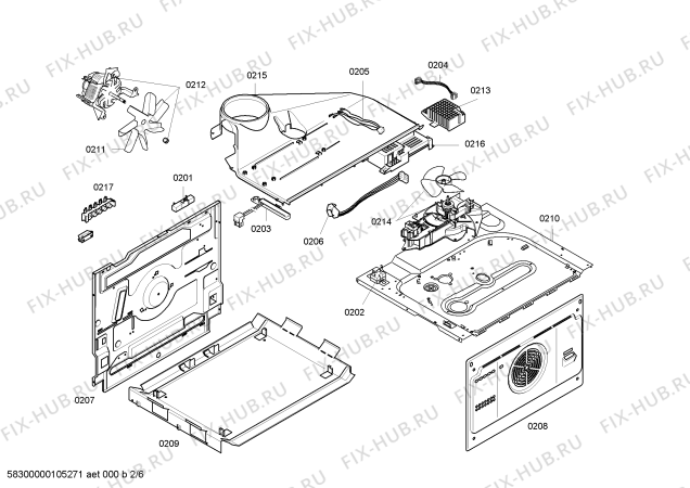 Взрыв-схема плиты (духовки) Bosch HBN560550A - Схема узла 02