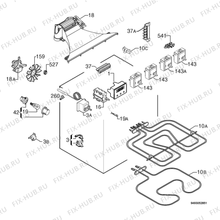 Взрыв-схема плиты (духовки) Privileg 00010085_61345 - Схема узла Electrical equipment 268