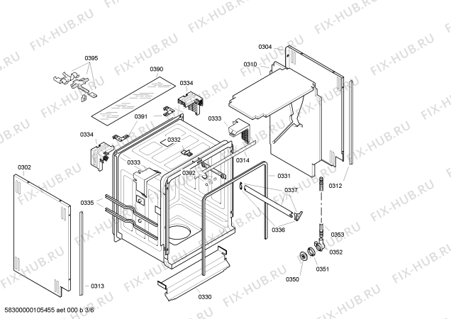 Взрыв-схема посудомоечной машины Bosch SGU57M02SK - Схема узла 03