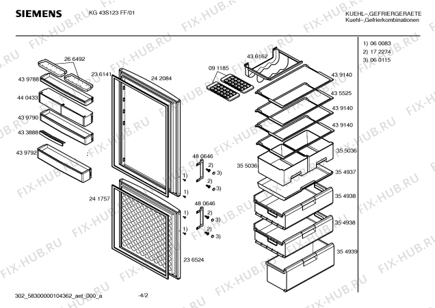 Взрыв-схема холодильника Siemens KG43S123FF - Схема узла 02