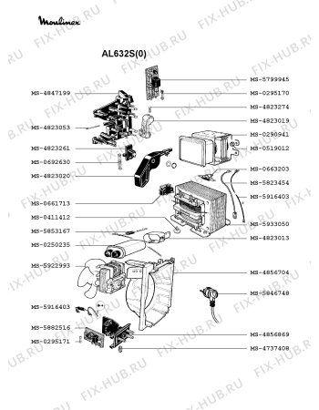 Взрыв-схема микроволновой печи Moulinex AL632S(0) - Схема узла WP002350.4P3